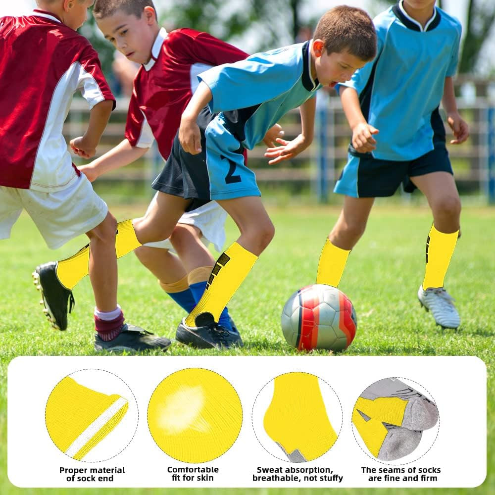 Kids Soccer Socks, [2 Pairs] Athletic Knee High Socks for Youth Boys Girls for US Size 3-6.5 / Age 6-12