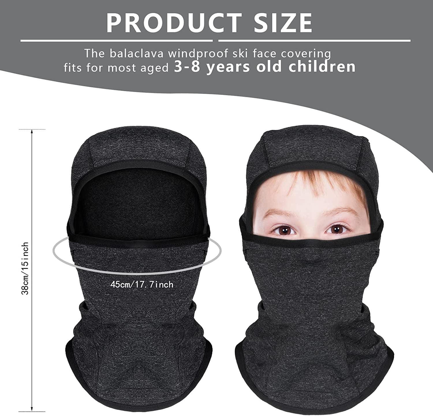 2 Pieces Kids Balaclava Windproof Ski Face Covering for Cold Weather Children Fleece Neck Warmer with Helmet Liner Hood for Boys Girls, 2 Colors