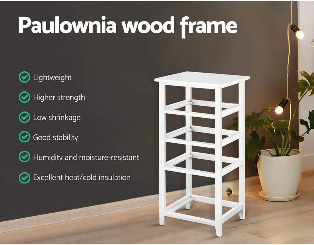 Chest of Drawers Storage Cabinet, Wood Tallboy Bedside Table Nightstands Tower Dresser Hallway Organizer Bedroom Bathroom Living Room Furniture Home Organiser, with 3 Removeable Baskets White