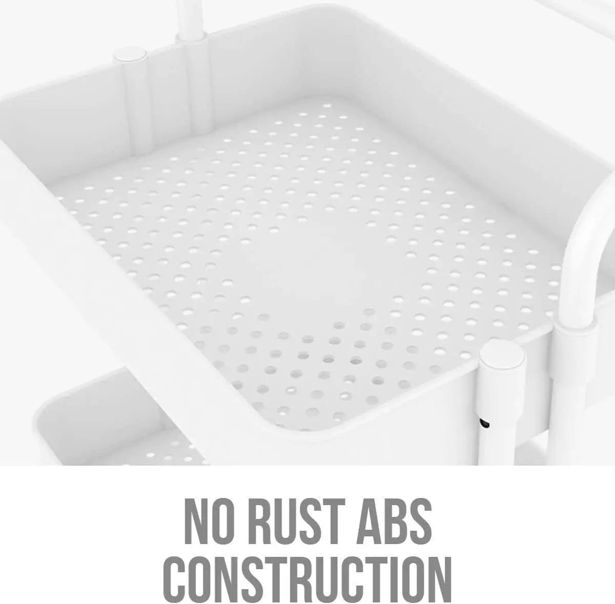 4 Tier Organizer Kitchen Moving Island with Wheels,Spice Rack Organizer with Handle Trolley,Pantry Organizer Shelf Storage Rack,Bathroom Laundry Trolley - White