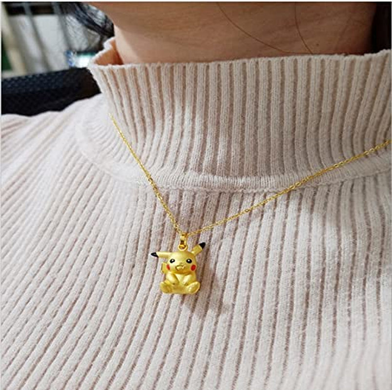 Gold 3D Anime Clavicle Necklace Happy Lucky Animal Pendant for Women Girls, Copper, Created Pearl
