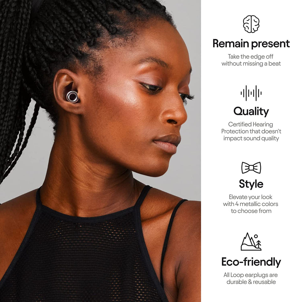 Experience Noise Reduction Ear Plugs – High Fidelity Hearing Protection for Concerts, Motorcycles, Drummers, Work & Noise Sensitivity – 8 Ear Tips in XS, S, M, L – 18Db Noise Cancelling - Silver