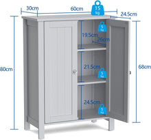 Load image into Gallery viewer, Bathroom Floor Storage Cabinet, Free Standing Storage Organizer, with Double Door, Adjustable Shelf, Modern Home Furniture, 60Cm X 30Cm X 80Cm (Grey)

