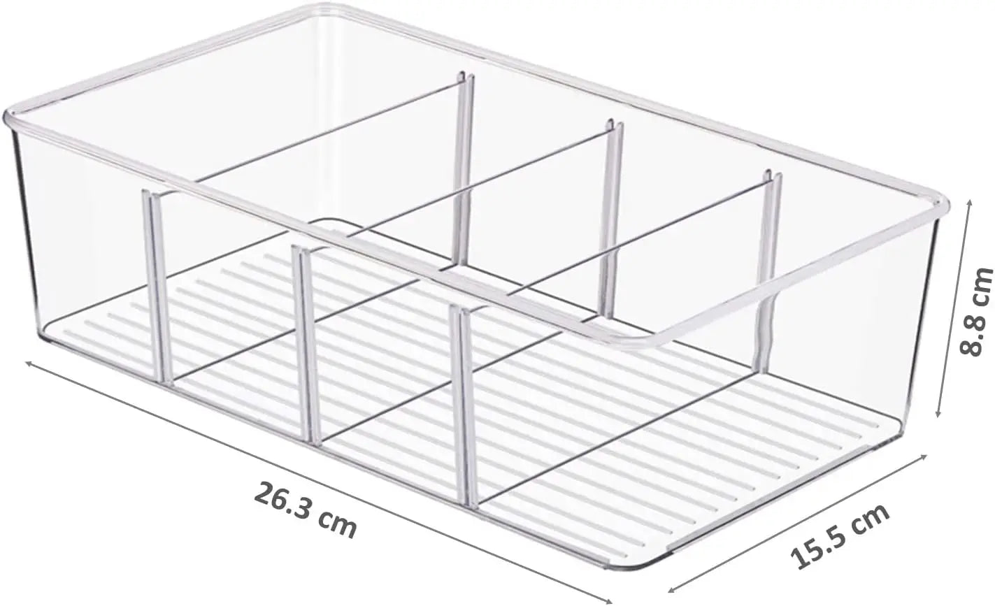 2 Pack Plastic Food Storage Containers Bins, Stackable Bathroom Kitchen Pantry Drawer Makeup Organisers Bins, Food Storage Bag Tea Box, Storage Baskets & Bins, Fridge Storage Organiser Containers (2)