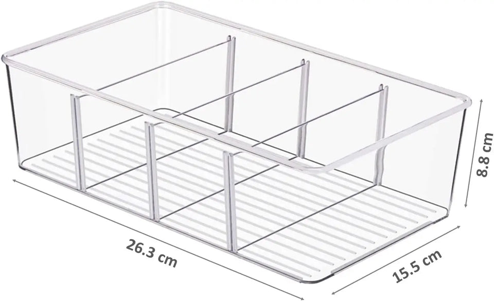 2 Pack Plastic Food Storage Containers Bins, Stackable Bathroom Kitchen Pantry Drawer Makeup Organisers Bins, Food Storage Bag Tea Box, Storage Baskets & Bins, Fridge Storage Organiser Containers (2)