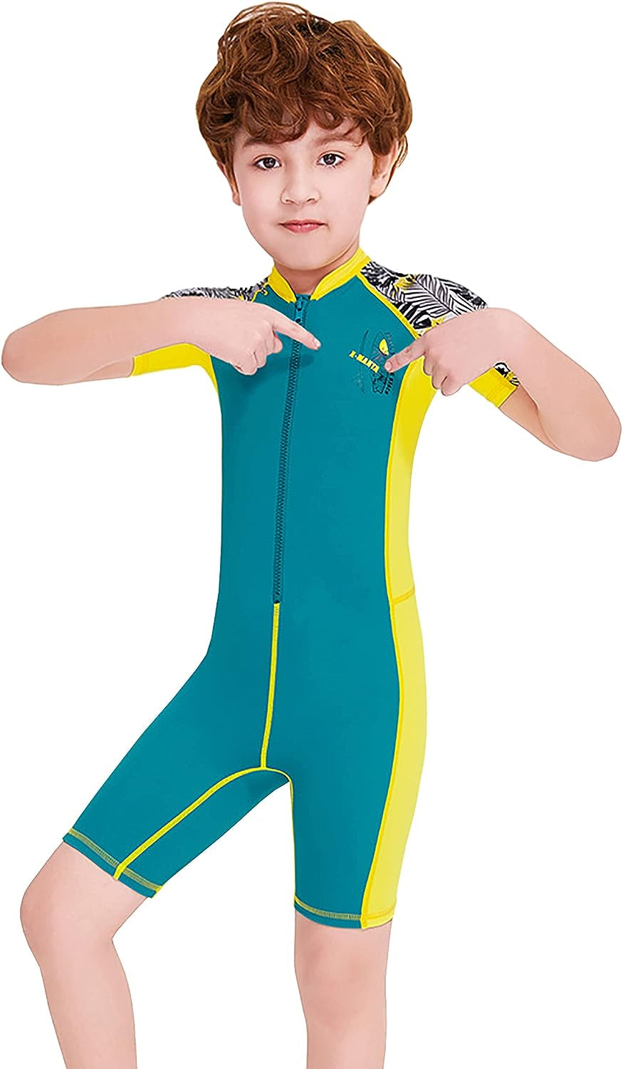Boys Girls One Piece Water Sport Short Swimsuit UPF 50+ Rash Guard
