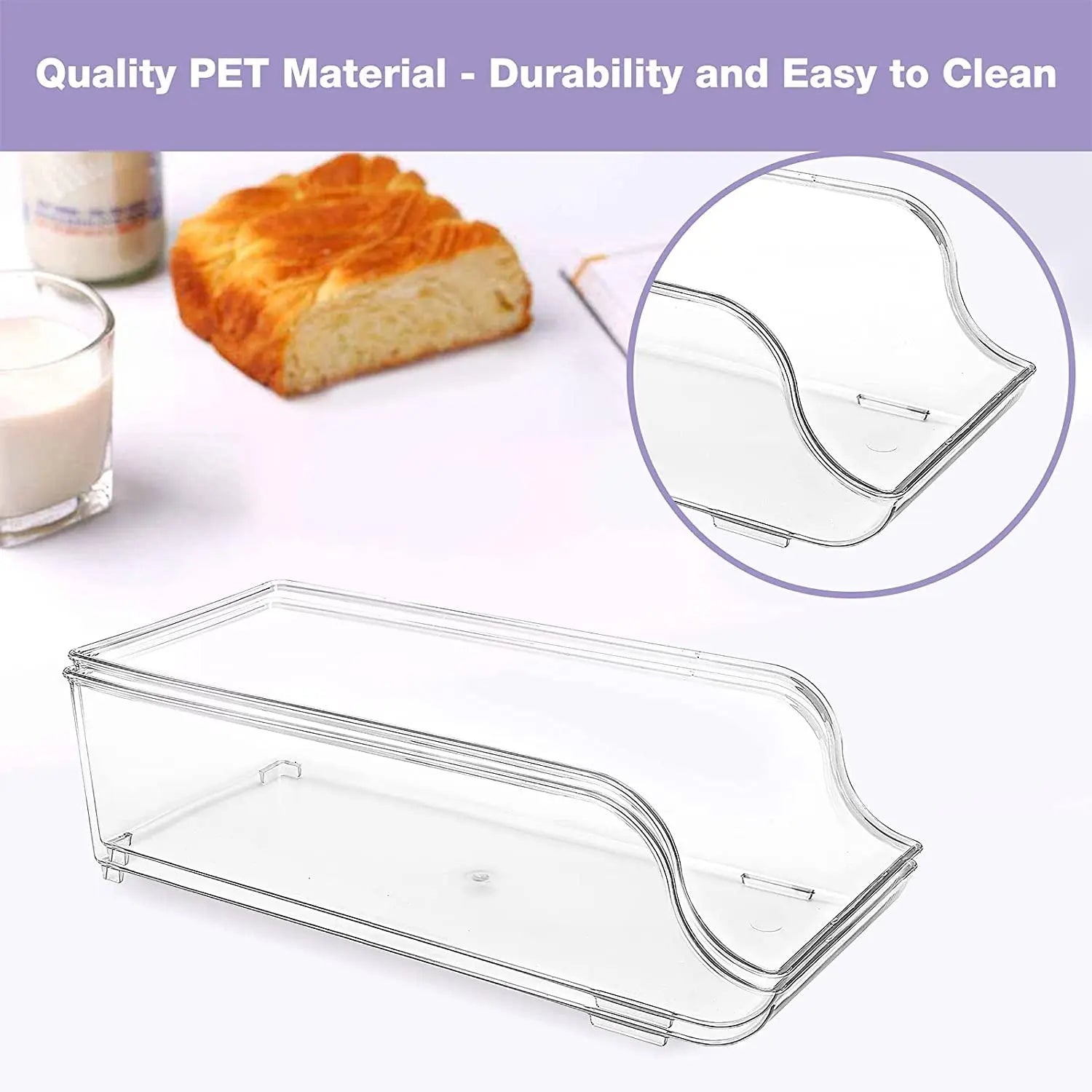 [2 Pack] Refrigerator Organizer Bins Can Dispenser Storage Holder, Soda Beverage Canned Food Container Bin Clear Plastic Pantry Storage Rack for Fridge Pantry Kitchen Countertops Cabinets
