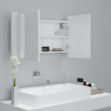 LED Bathroom Mirror Cabinet Indoor Washroom Vanity Wall Furniture LED Mirror Storage Cabinet with RGB Light High Gloss White Acrylic