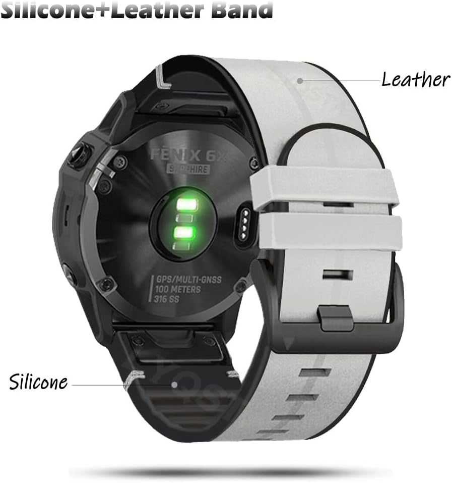 Leather+Silicone Watchband for Garmin Fenix 5 6 5X plus 6X Pro 7 7X Band Strap Quickly Fit 22 26Mm Wristband for Garmin Epix