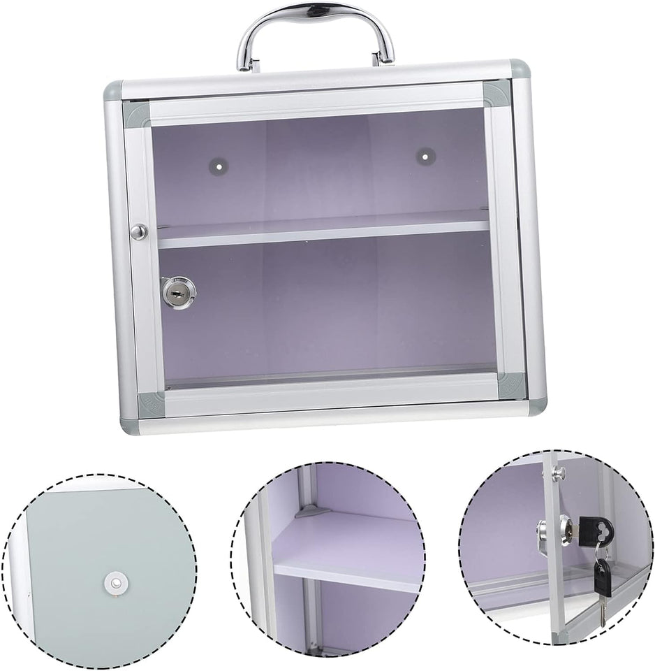 Medication Storage Case 1 Set Multi-Layer Medicine Box with Lock Office Accessories Car Lock Box Emergency Storage Box Locking Storage Box Wall-Mounted Locking Box Handle