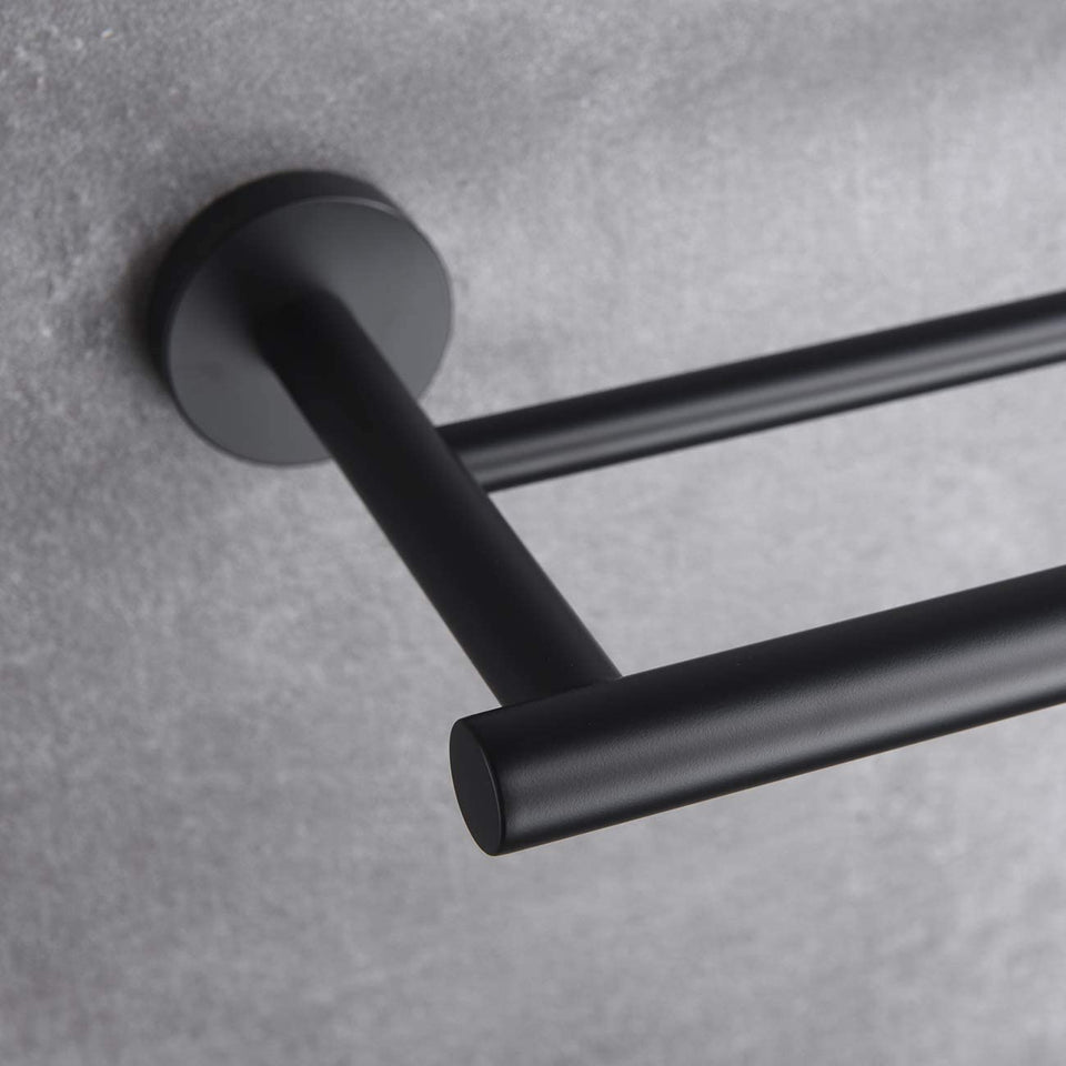 Double Bath Towel Bar, 36-Inch Matte Black Stainless Steel Hand Towel Rack for Bathroom, A102L90-BK