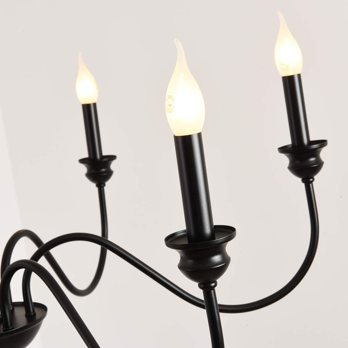 6-Light Farmhouse Chandeliers Black Classic Candle Ceiling Pendant Light Fixture Rustic Ceiling Chandelier for Foyer,Living Room,Kitchen Island,Dining Room