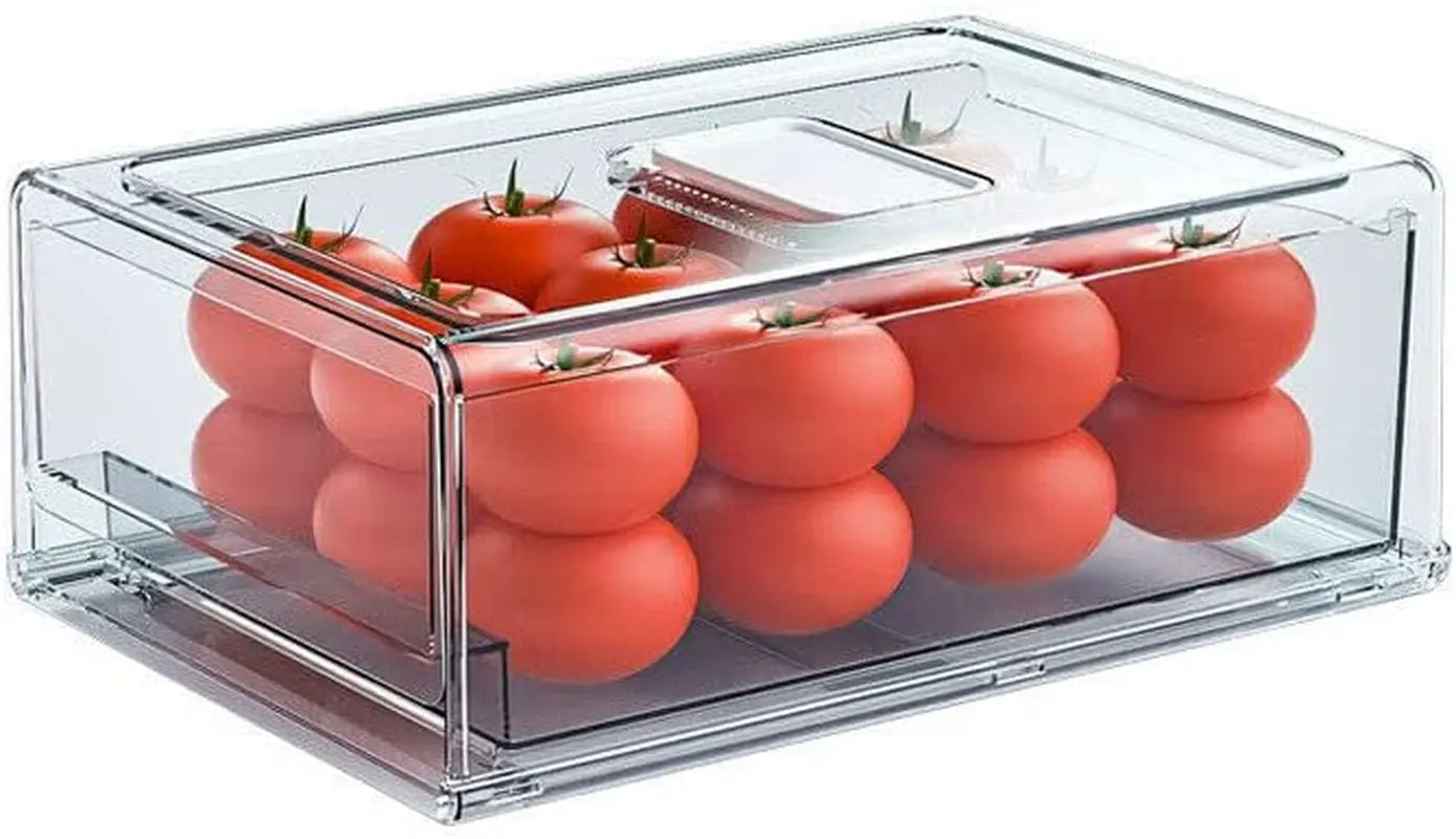 Fridge Containers Food Storage Drawer Organiser Stackable Kitchen Pantry Cabinet (M)