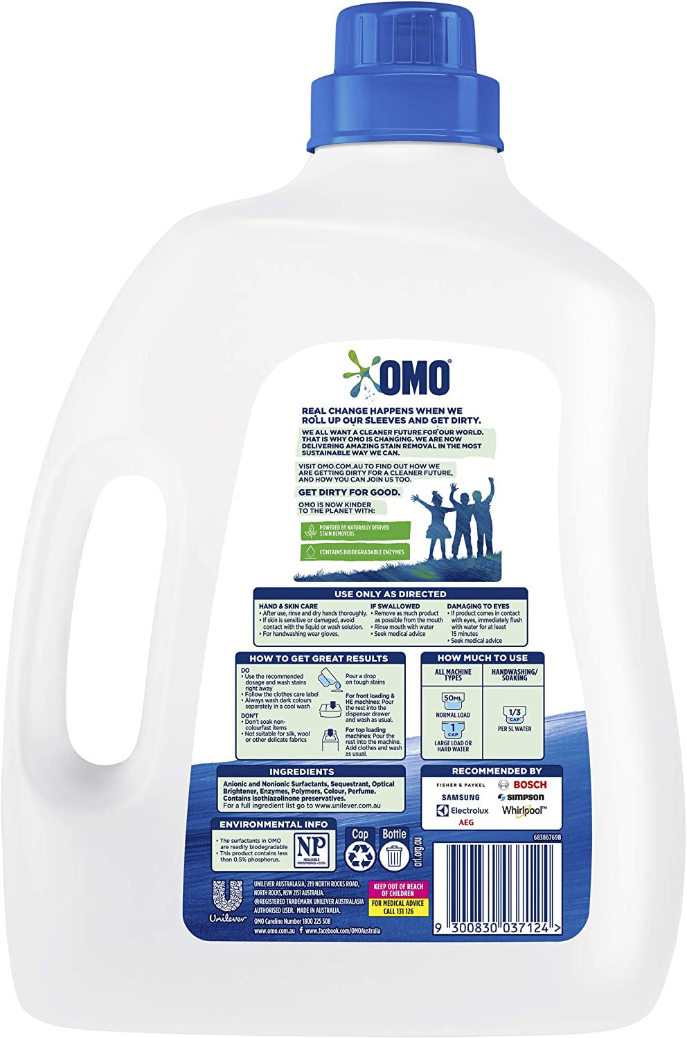 Active Clean Liquid Laundry Detergent 4L, 80 Washes, Fragrance Free