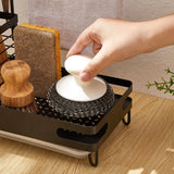 Sink Caddy Sponge 4 in 1 Holder Brush Soap Dishcloth Holder with Drain Pan, Waterproof Freestanding and Wall-Mounted Sponge Holder Kitchen Sink Organiser with Rustproof in Black