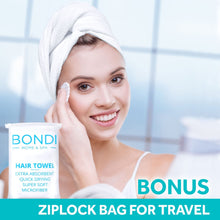Load image into Gallery viewer, BONDI HOME SPA Microfibre Hair Towel Wrap - anti Frizz Hair Drying Towel for Long, Thick or Curly Hair - Dries Hair 50% Faster - Super Absorbent - XL (107 X 56) - Rectangle
