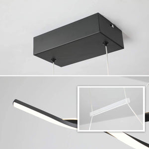 Modern Chandelier,Dimmable LED Pendant Light with Remote Control,Acrylic Wave Contemporary Chandeliers for Dining Rooms Dinner Table Kitchen Restaurant,3000K-6000K,28W,Black