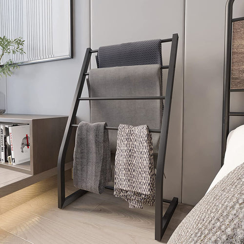 Towel Racks for Bathroom, Free Standing Towel Rack, 4 Tier Metal Towel Bar Stand for Bathroom, Blanket Ladder Holder, Drying and Display Rack for Oversized Bath Towel, Pool Towel Racks Outdoor