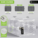 Dual Combination & Keyed Lockbox - Lockable Box for Everyday Use - Multi-Purpose Lock for Home & Office Safety - Made of Industrial-Grade Plastic - One Size (Clear)