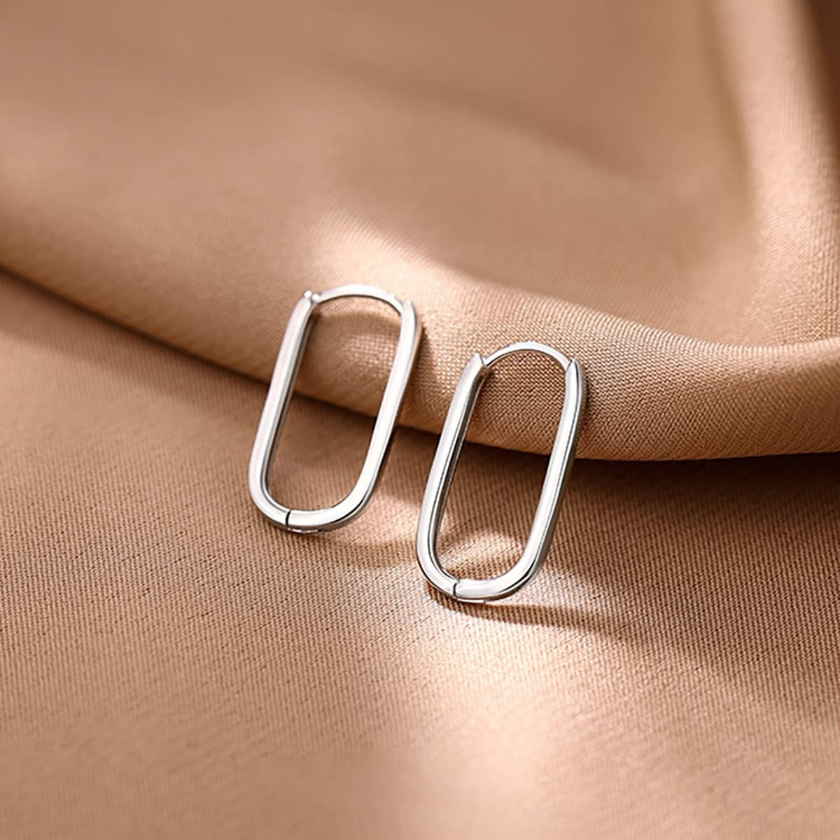 925 Sterling Silver U Hoop Earrings for Women Teen Girls Minimalist Square Hoop Earrings U Huggie Earrings