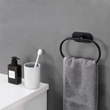Load image into Gallery viewer, Stainless Steel Towel Ring No Drilling 3M Self Adhesive Towel Holder Bathroom and Kitchen Towel Rack （Black Oval）
