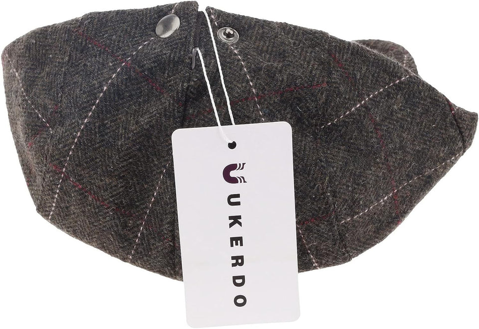 Mens Plaid Flat Berets Hat Newsboy Cabbie Duckbill Caps Fedora Adjustable Vintage Hiking Cycling Drivers Winter Warm Accessories for Birthday Gifts
