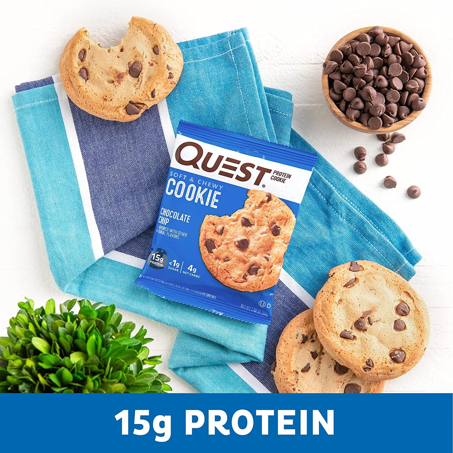 Chocolate Chip Protein Cookie, Keto Friendly, High Protein, Low Carb, 12 Count