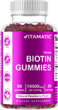 Biotin Gummies 10,000 Mcg for Stronger Hair, Skin & Nails - 60 Vegan Gummies - Also Called Vitamin B7