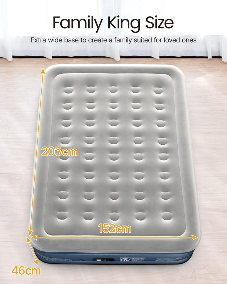 Queen Size Air Mattress, Inflatable Airbed with Built-In Pump, 3 Mins Quick Self-Inflation/Deflation, Comfortable Top Surface Blow up Bed for Home Portable Camping Travel, 80X60X18In, 650Lb MAX