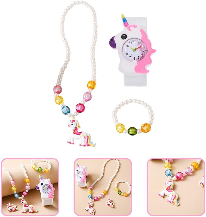 Slap Bracelet Watch 1 Set Slap Watch -Shape Slap Watch Cartoon Bracelet Necklace for Girl Girls' Watches