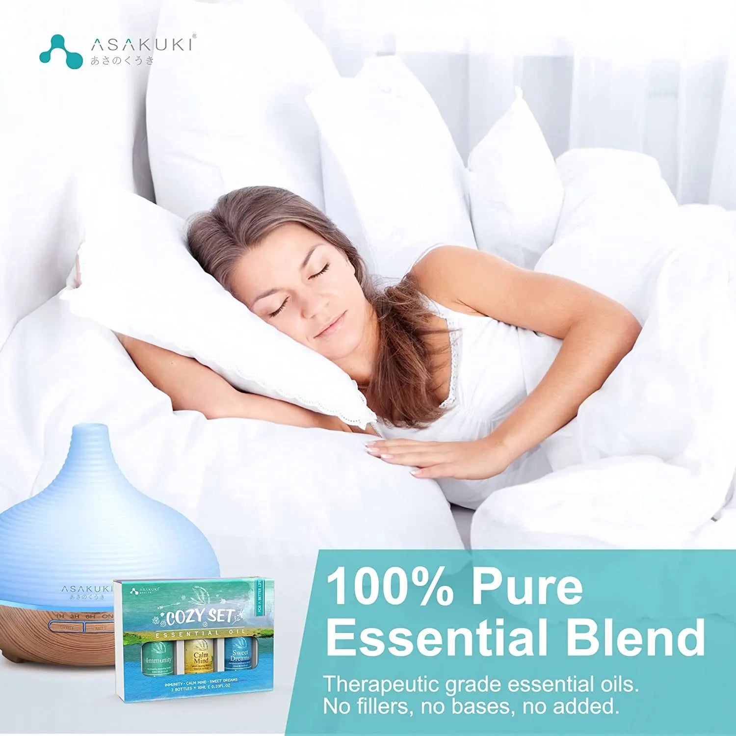 Top3 Blends Essential Oils Cozy Set Theraputic Grade Aromatherapy Oils for Sleep, Anxiety & Stress Relief, Immune Defence, Muscle Relief for Diffusers Humidifiers Massage, 10Ml