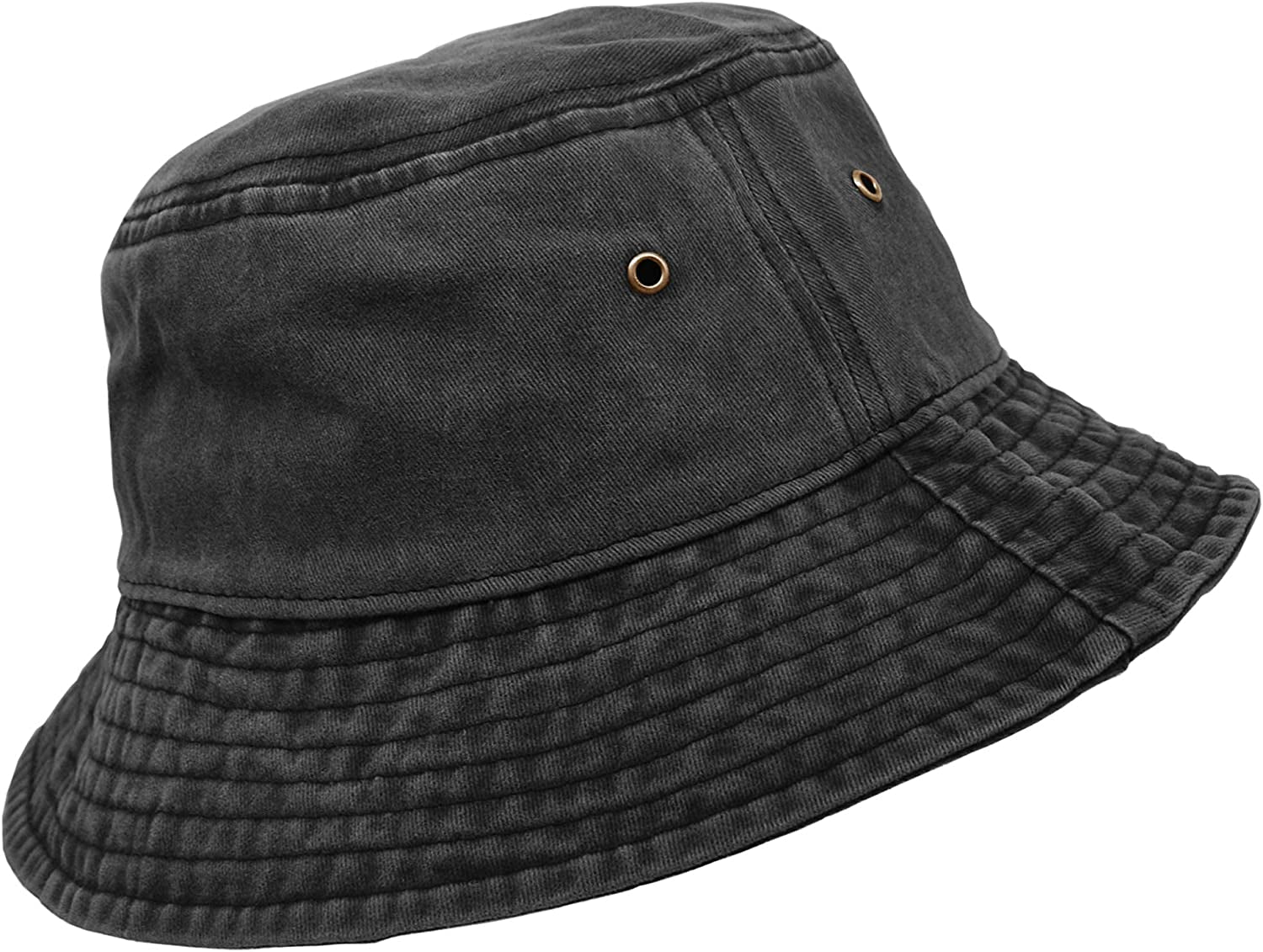 Bucket Hat, Wide Brim Washed Denim Cotton Outdoor Sun Hat Flat Top Cap for Fishing Hiking Beach Sports