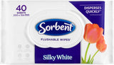 Silky White Flushable Wipes 40 Sheets (Pack of 14)