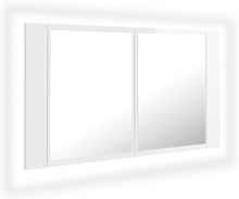 Load image into Gallery viewer, LED Bathroom Mirror Cabinet Indoor Washroom Vanity Wall Furniture LED Mirror Storage Cabinet with RGB Light High Gloss White Acrylic
