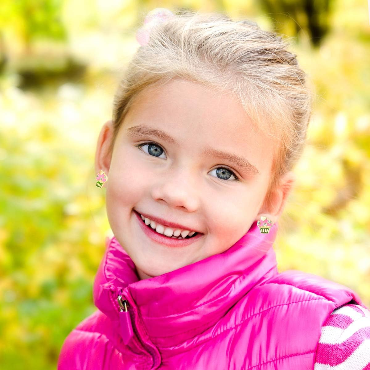 Hypoallergenic Kids Stud Earrings 925 Sterling Silver Gifts for Little Girls (Nickel Free)