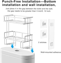Load image into Gallery viewer, Over the Toilet Storage Shelf, 2-Tier Bathroom Storage Organizer Upgrade Punch-Free Toliet Storage Shelf, Home Storage Rack with Hooks Shelf (White)
