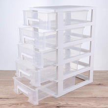 Load image into Gallery viewer, Multifunctional Five- Layer Storage Cabinet, 8.3X5.9X12.3Inch, 5 Drawer Storage Tower, Organizer Box, Storage Container Case with Clear Drawer, Organizer Sundries Holder| White
