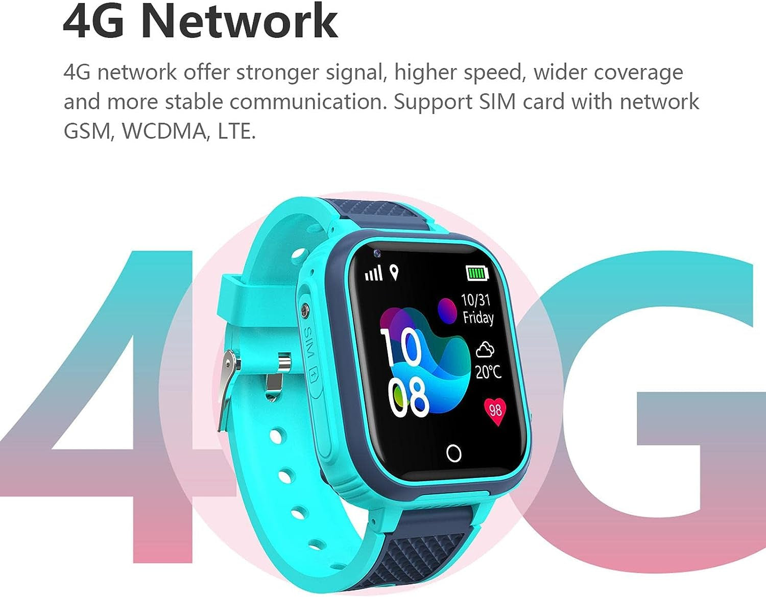 B Blesiya 4G IP67 Watch Phone Watch Call Flashlight Calculator for Children Boys Girls, Blue