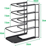 Heavy Duty Pots N Pan Organizer Rack | Kitchen Cabinet Storage Organizers for Cookware, Pot Lid Holder, Cast Iron Skillet, Bakeware - No Assembly Required