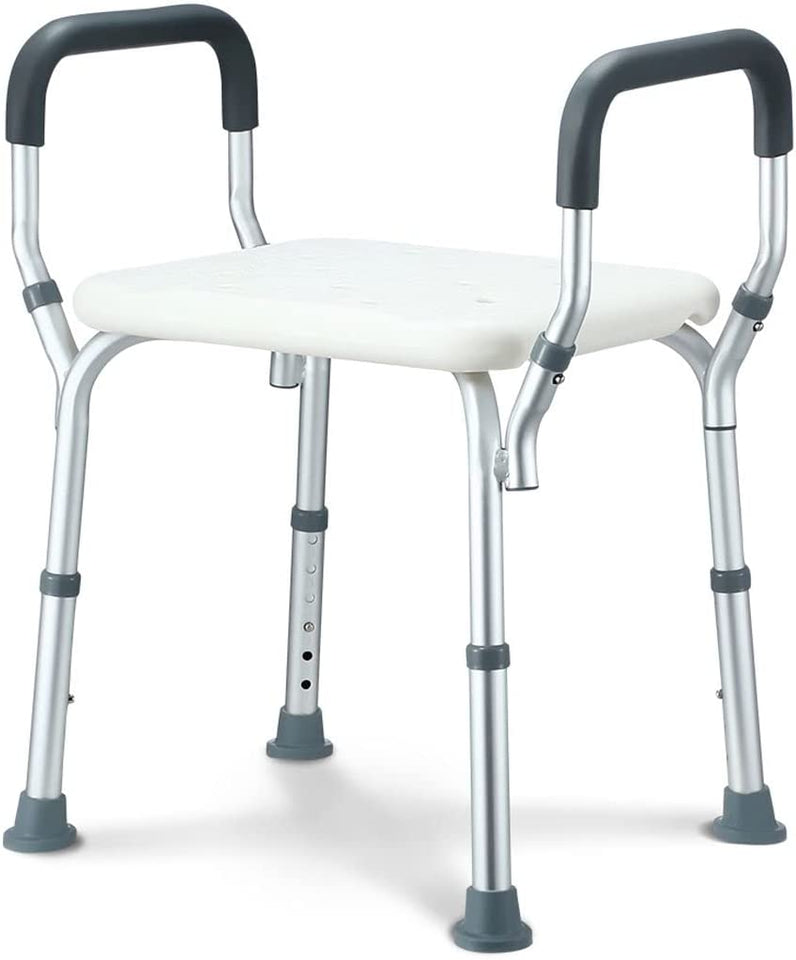 Shower Chair Adjustable Bath Stool Shower Bench Tub Seat with Padded Armrest for Elderly Disabled Bathroom