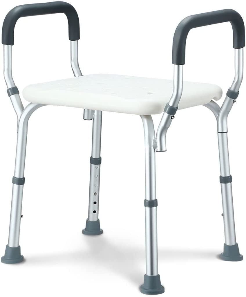 Shower Chair Adjustable Bath Stool Shower Bench Tub Seat with Padded Armrest for Elderly Disabled Bathroom