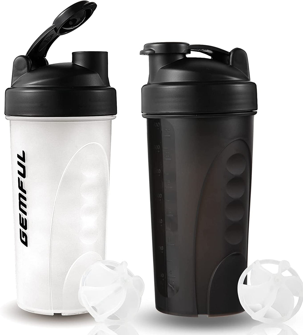Shaker Bottle for Protein Mixes Bpa-Free Leak Proof Smothies Mixer Water Cups 2 Pack