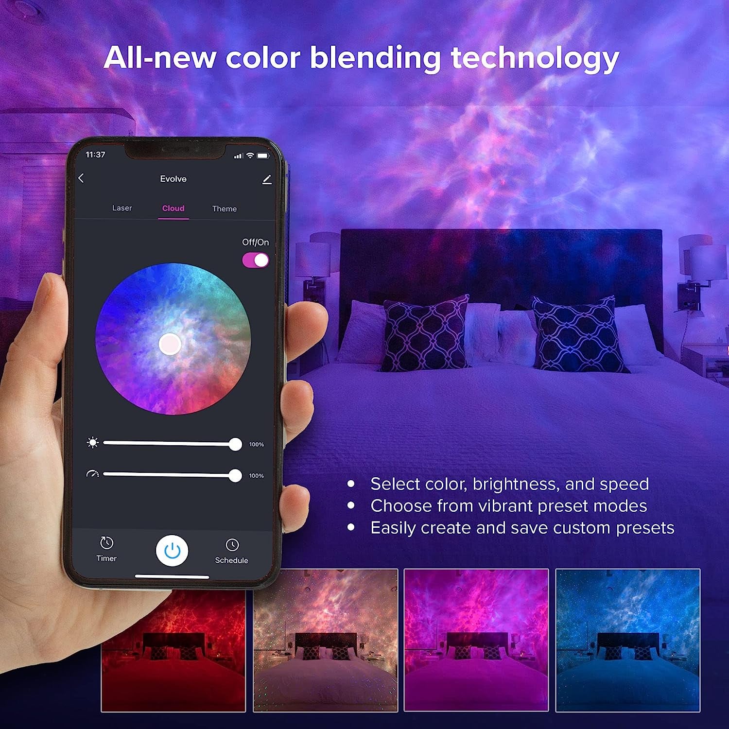 Sky Lite Evolve - Galaxy Projector, LED Nebula Lighting, Wifi App, for Meditation, Relaxation, Gaming Room, Home Theater, and Bedroom Night Light Gift (Nebula Cloud Only)