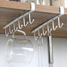 Load image into Gallery viewer, 2Pack under Cabinet 6-Mug Hooks under Shelf, Multi-Function Cup Mug Holder for Kitchen under the Closet Hanging Organizer Hooks, Kitchen Storage Rack Hooks Utensil for Mug Cabinet Shelves White
