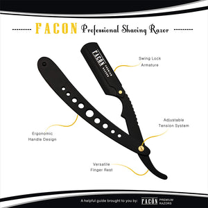 100 BLADES +  Professional Classic Straight Edge Barber Razor - Salon Quality Cut Throat Shavette