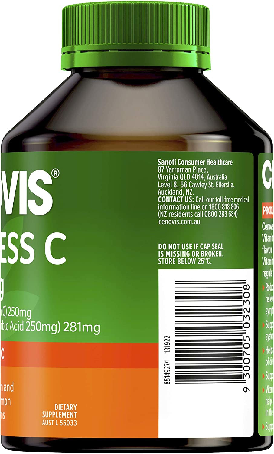 Sugarless Vitamin C for Immune Support 500Mg - Reduces the Duration and Relieves Severity of Common Cold Symptoms - 300 Orange Flavour Chewable Tablets
