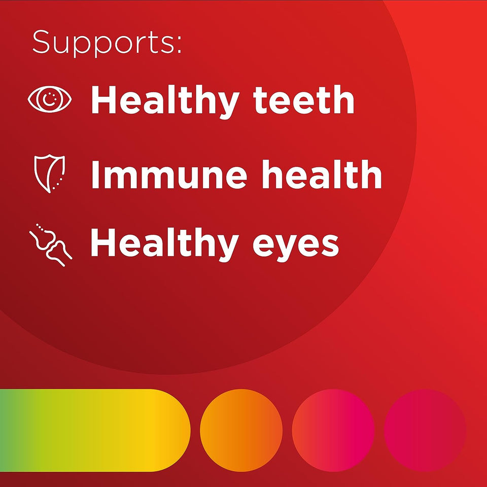 Kids Multivitamin Strawberry Flavour, with Vitamins to Support Immunity, Healthy Eyes, Teeth & Gums, 60 Chewable Tablets