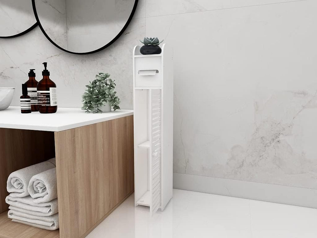 80CM Bathroom Storage Utility Cabinet Stand Tissue Holder White Waterproof