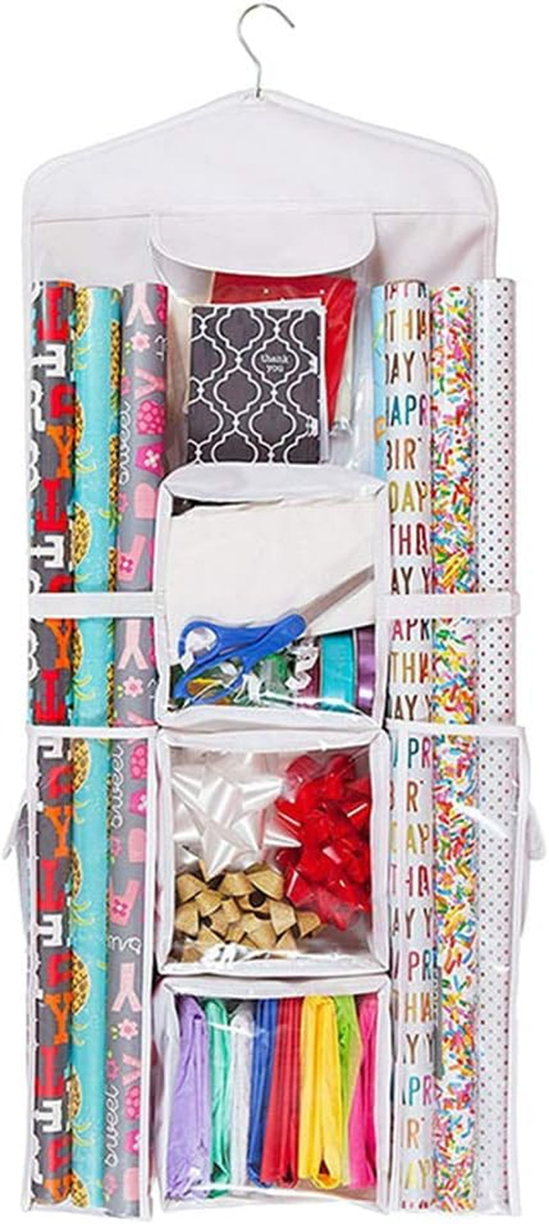 Wraps Storage Bag Double- Sided Jewelry Hanging Bag Sundries Organizer (White)