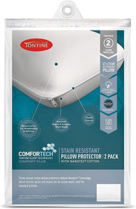 Comfortech Stain Resistant Pillow Protector, White, Pack of 2